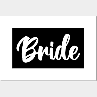 Bride Typography Cursive White Posters and Art